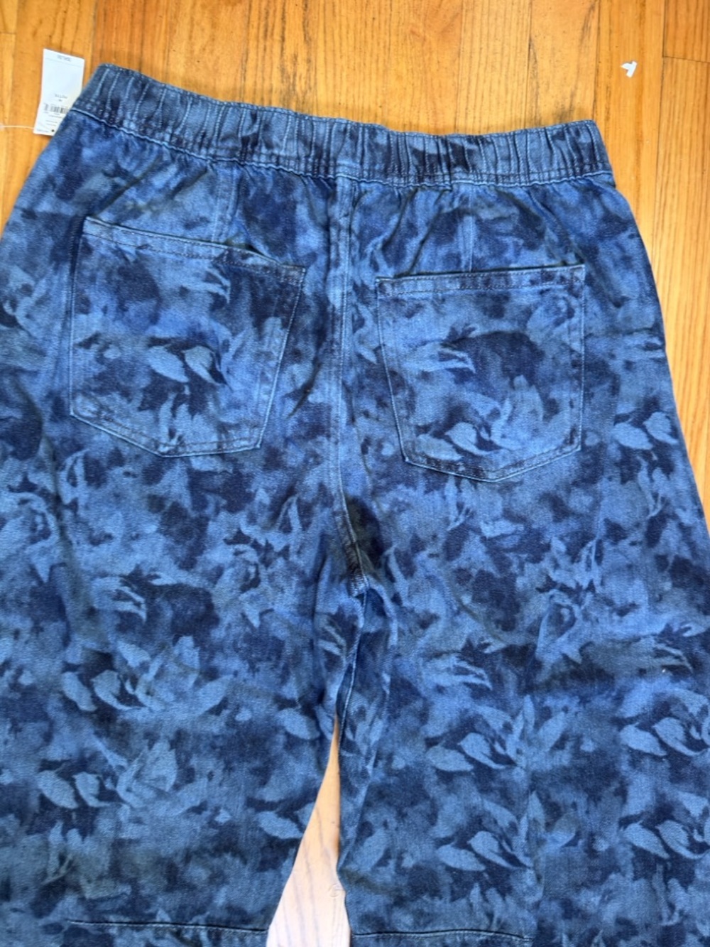 GAP Blue Floral Wide Leg Pants M Petite Elastic Waist NWT - Picture 7 of 7